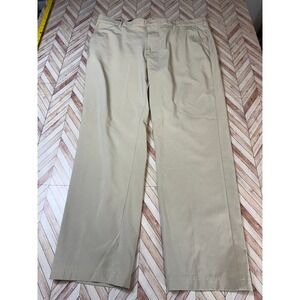 IZOD GOLF‎ Mens Khaki Flat Front Performance Stretch Pants 40W 30L Work Outdoor